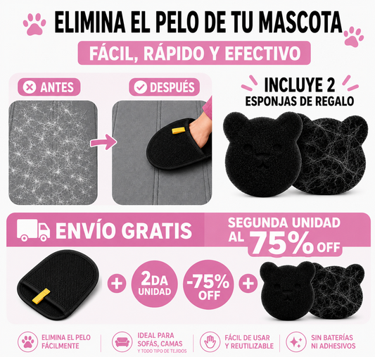 "Manopla Quitapelos Reutilizable para Mascotas"