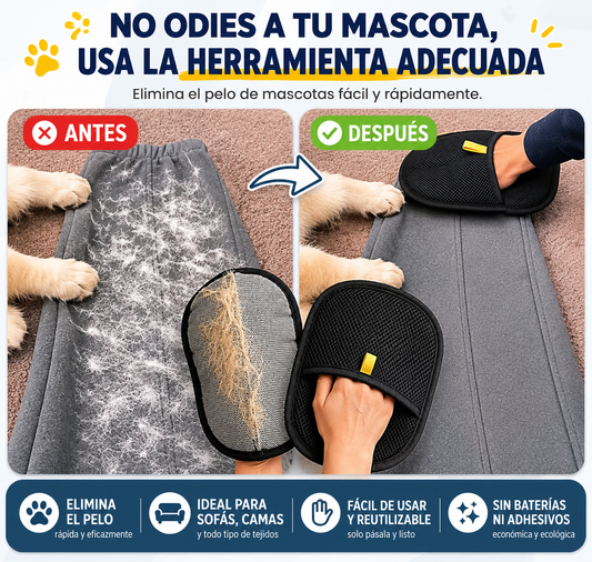 "Manopla Quitapelos Reutilizable para Mascotas"