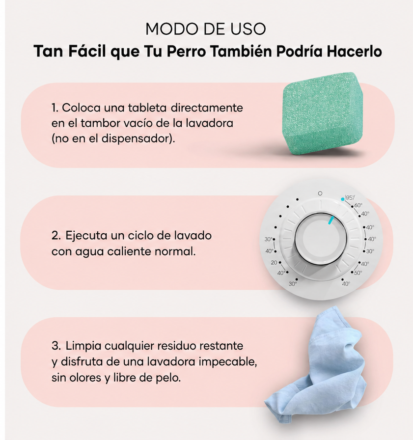 Pastillas Disuelve Pelos de Mascotas para Lavadora